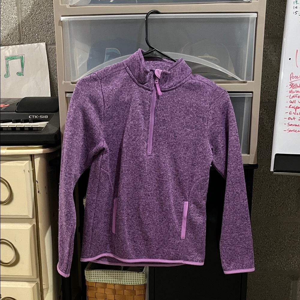 Athletic Works Kids' Heathered Purple Half-Zip Sweatshirt